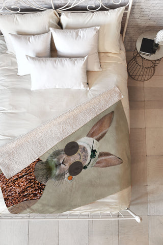 Coco de Paris Vintage Lady Rabbit Fleece Throw Blanket