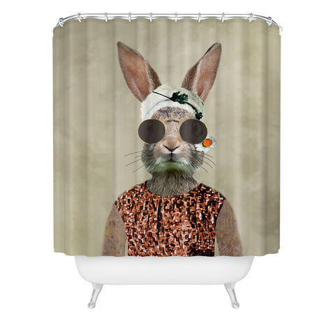 Coco de Paris Vintage Lady Rabbit Shower Curtain