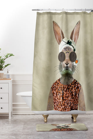 Coco de Paris Vintage Lady Rabbit Shower Curtain And Mat