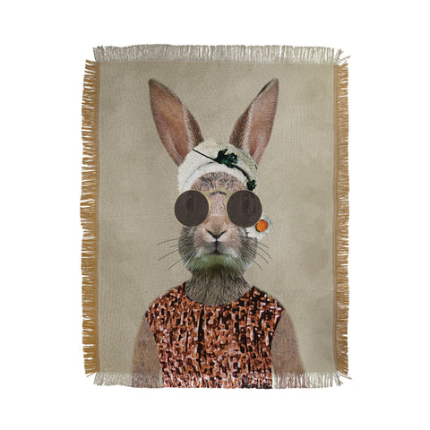 Coco de Paris Vintage Lady Rabbit Throw Blanket