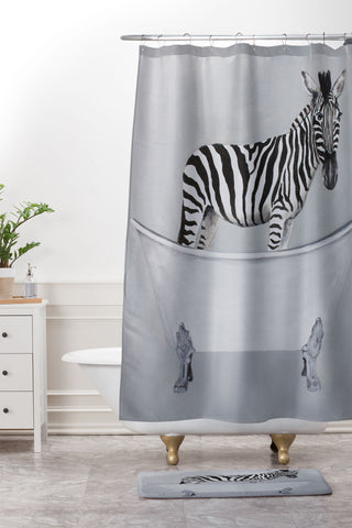 Coco de Paris Zebra in bathtub Shower Curtain And Mat