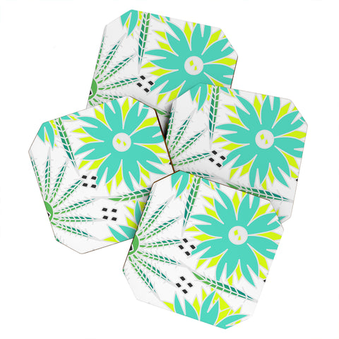 CocoDes Bright Tropical Flowers Coaster Set