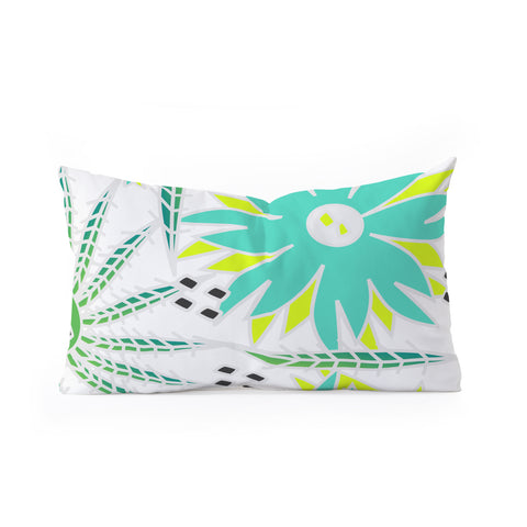 CocoDes Bright Tropical Flowers Oblong Throw Pillow