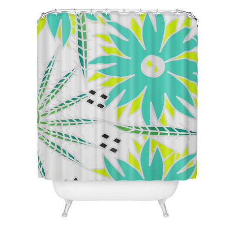 CocoDes Bright Tropical Flowers Shower Curtain