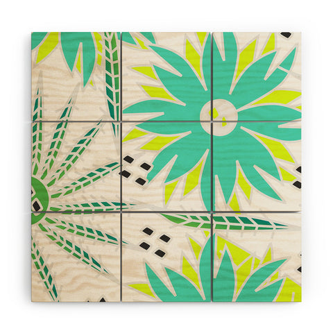 CocoDes Bright Tropical Flowers Wood Wall Mural
