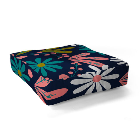 CocoDes Daisies at Midnight Floor Pillow Square