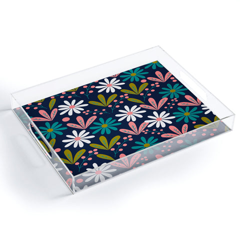 CocoDes Daisies at Midnight Acrylic Tray