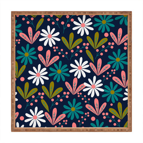 CocoDes Daisies at Midnight Square Tray