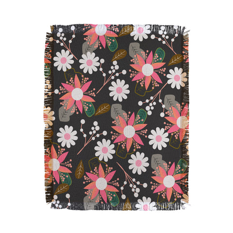 CocoDes Floral Fantasy at Night Throw Blanket