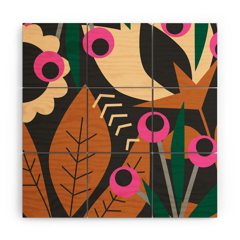 CocoDes Nocturnal Floral Garden Wood Wall Mural
