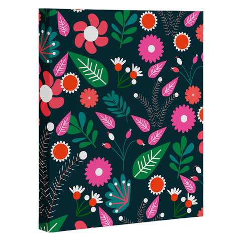 CocoDes Sweet Flowers at Midnight Art Canvas
