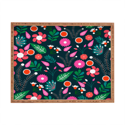 CocoDes Sweet Flowers at Midnight Rectangular Tray