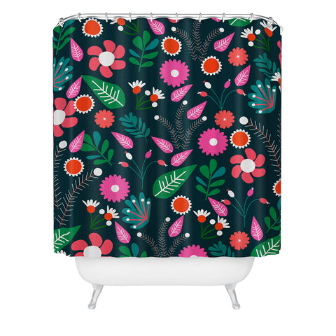 CocoDes Sweet Flowers at Midnight Shower Curtain