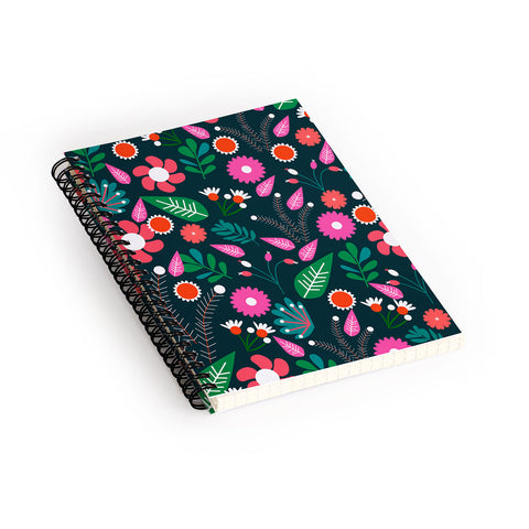CocoDes Sweet Flowers at Midnight Spiral Notebook