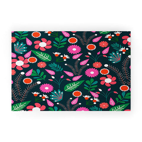 CocoDes Sweet Flowers at Midnight Welcome Mat