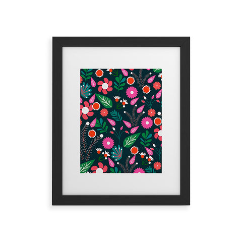 CocoDes Sweet Flowers at Midnight Framed Art Print