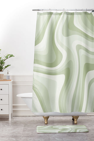 Colour Poems Abstract Wavy Stripes LXXVIII Shower Curtain And Mat