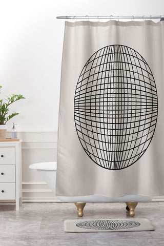 Colour Poems Circular Geometry Grid Shower Curtain And Mat
