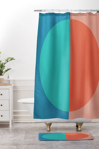 Colour Poems Color Block Abstract II Shower Curtain And Mat
