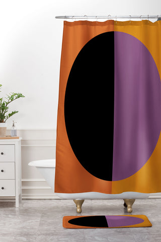 Colour Poems Color Block Abstract Shower Curtain And Mat