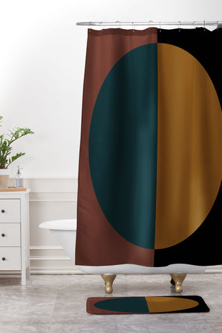 Colour Poems Color Block Abstract XI Shower Curtain And Mat