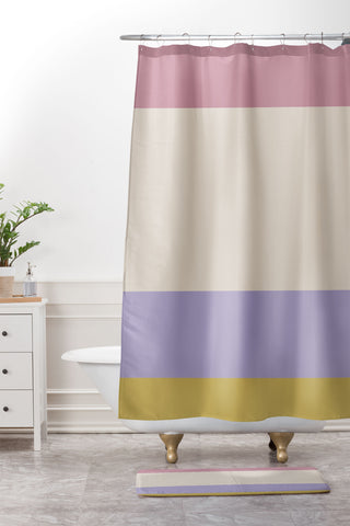 Colour Poems Contemporary Color Block III Shower Curtain And Mat