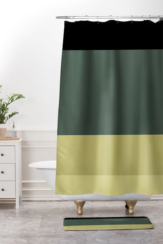 Colour Poems Contemporary Color Block V Shower Curtain And Mat