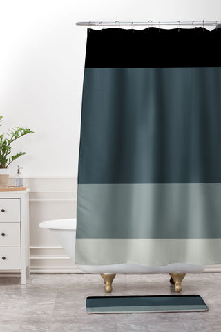 Colour Poems Contemporary Color Block VI Shower Curtain And Mat