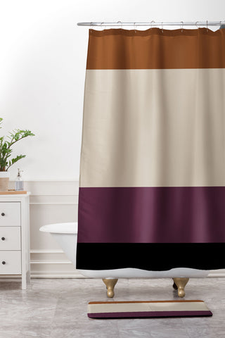 Colour Poems Contemporary Color Block VIII Shower Curtain And Mat