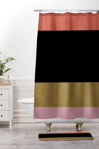 Colour Poems Contemporary Color Block XI Shower Curtain And Mat