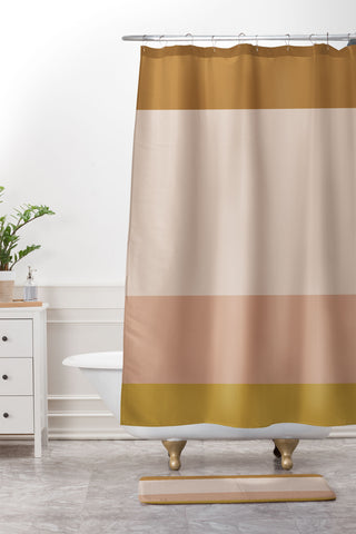 Colour Poems Contemporary Color Block XX Shower Curtain And Mat