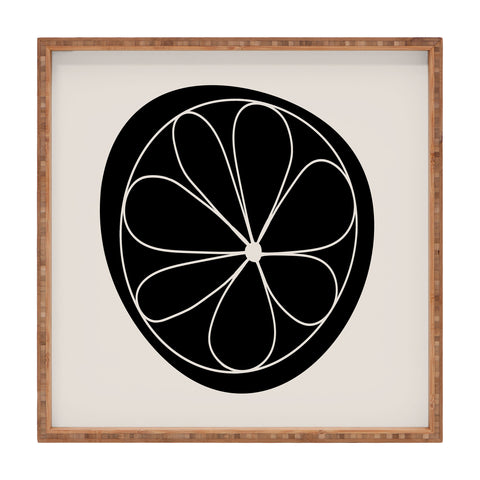 Colour Poems Daisy Abstract Black Square Tray