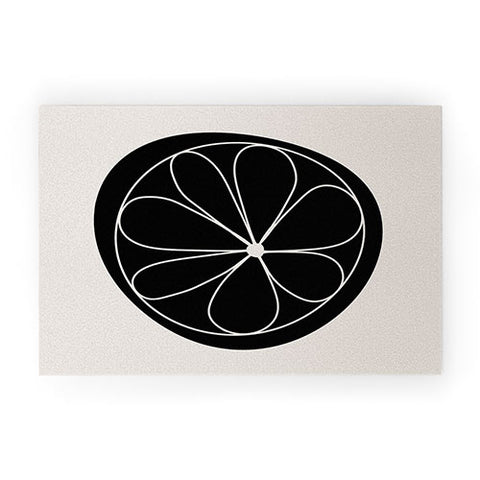 Colour Poems Daisy Abstract Black Welcome Mat