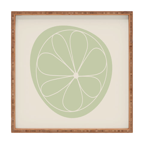 Colour Poems Daisy Abstract Green Square Tray
