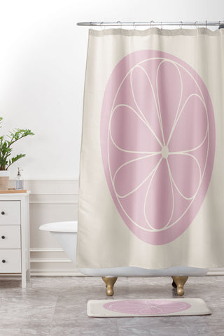 Colour Poems Daisy Abstract Pink Shower Curtain And Mat
