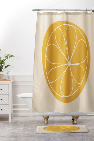 Colour Poems Daisy Abstract Yellow Shower Curtain And Mat