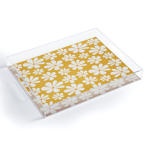 Colour Poems Floral Daisy Pattern Golden Yellow Acrylic Tray