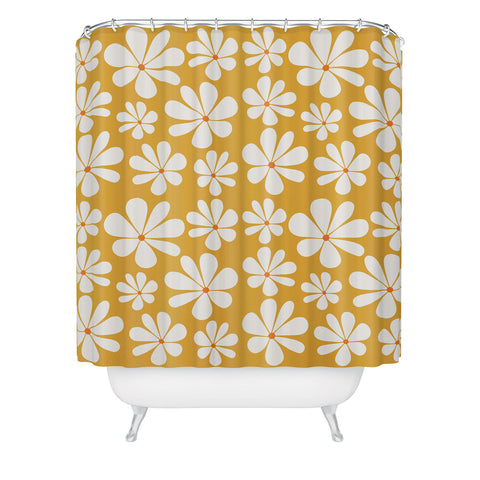 Colour Poems Floral Daisy Pattern Golden Yellow Shower Curtain
