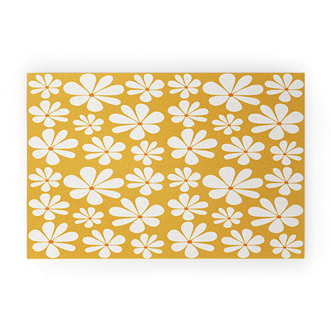 Colour Poems Floral Daisy Pattern Golden Yellow Welcome Mat