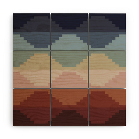 Colour Poems Geometric Aztec Pyramid Pattern Wood Wall Mural