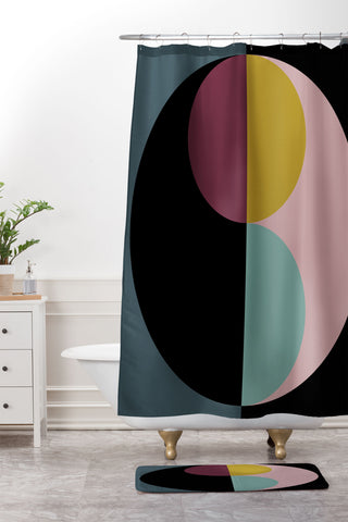 Colour Poems Geometric Circles Abstract Shower Curtain And Mat