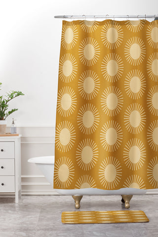 Colour Poems Golden Sun Pattern II Shower Curtain And Mat