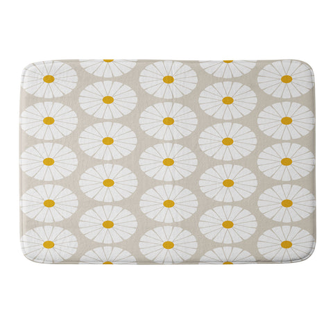 colour poems II Minimal Botanical Pattern Daisy Memory Foam Bath Mat