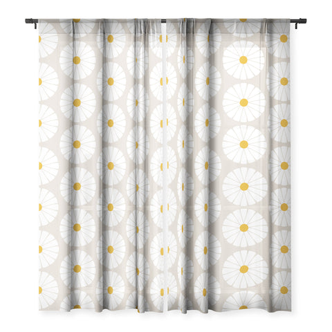 colour poems II Minimal Botanical Pattern Daisy Sheer Window Curtain