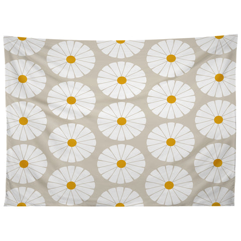 colour poems II Minimal Botanical Pattern Daisy Tapestry