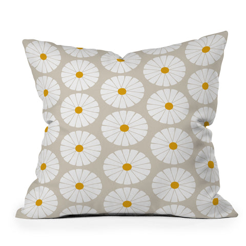 colour poems II Minimal Botanical Pattern Daisy Throw Pillow