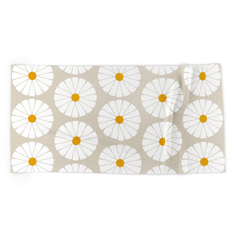colour poems II Minimal Botanical Pattern Daisy Beach Towel