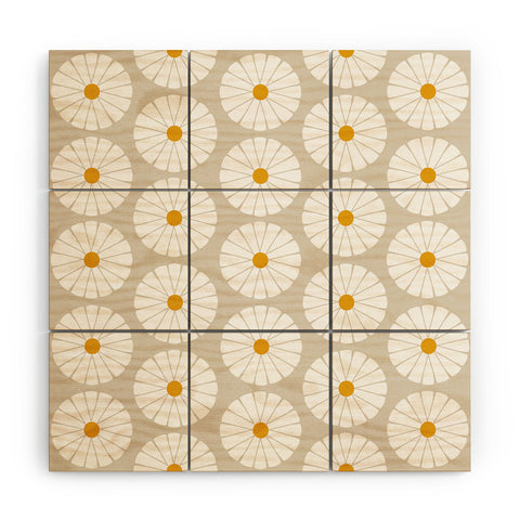 colour poems II Minimal Botanical Pattern Daisy Wood Wall Mural