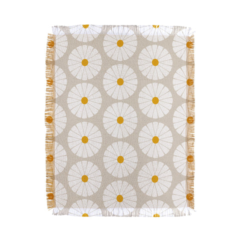 colour poems II Minimal Botanical Pattern Daisy Throw Blanket