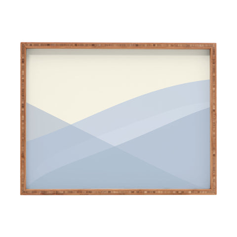 colour poems II Minimal Waves of Blue Rectangular Tray